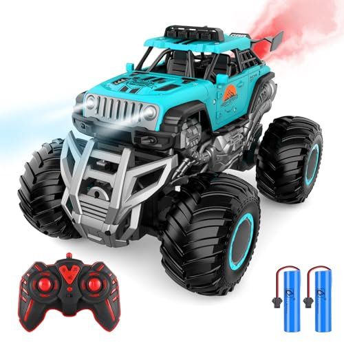 iBlivers Remote Control Monster Truck, 2.4GHz All Terrain RC Cars, Remote Control Monster Car with 2 Batteries, Spray RC Truck for Boys 4-7 8-12 and Girls