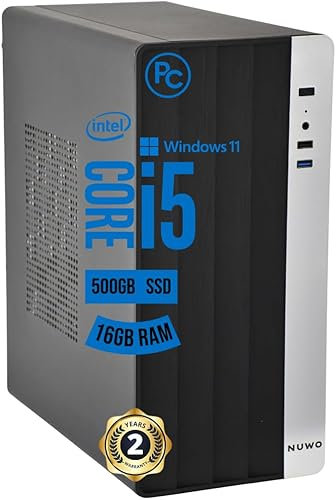 Pc Fisso i5 intel core Cpu fino a 3.80ghz, 16gb Ram, Ssd da 500gb, Wifi Incluso USB, Windows 11 Pro, Office 2019, Computer PC Desktop completo per ufficio,casa pronto all'uso