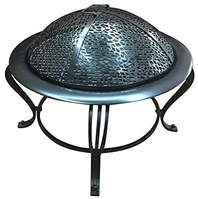 Foyer intérieur extérieur, foyer de terrasse, barbecue en acier, bol de brasero avec pare-étincelles en maille, grille à bûches pour camping, pique-nique, feu de camp, patio, jardin, plages, parc
