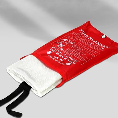 SHOPNIX 1M x 1M Fire Blanket - 1 Pack - Kitemarked Fiberglass Fire Suppression Blanket for Kitchen, Home, Office & Caravan Easy to use