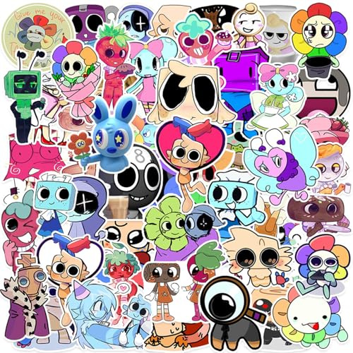 50 Pcs Dandys World Stickers, Cute Cartoon Game Stickers, Waterproof Funny Music Sticker, for Laptop and Water Bottle, Girl Phone, Bike, Skateboard