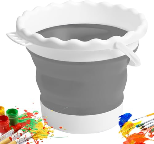 Paint Water Cup - Brush Cleaner Tool, Silicone Brush Wash Bucket, Foldable Silicone Brush Washing Machine, Foldable Wash Bucket Brush Holder Organiser Cleaner for Watercolour Oil Painting