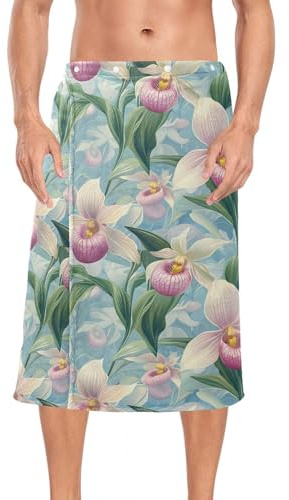 Amooorous Beauty Spring - Envoltura de baño de algodón de secado rápido con flores moradas para hombre, 60 x 28 pulgadas, para spa, sauna, gimnasio, falda para dormir