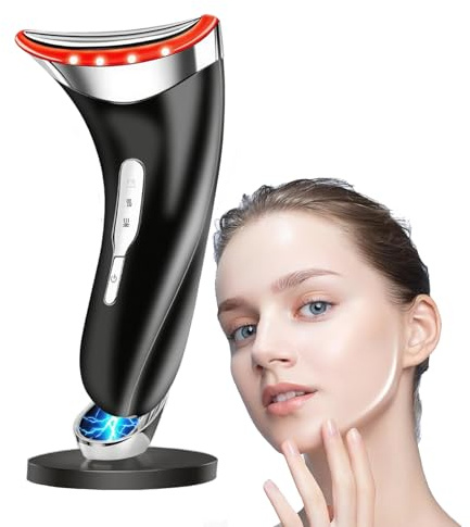 Face Massager, Anti-Wrinkle Face Device with 3 Modes & 45°C Heat, Electric Neck Lifting Massager for Skin Tightening, EMS Massage Facial Toning Firming for Women, Anti-Aging (Black)