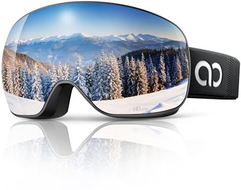 Lamicall Gafas de Esquí Hombre, Gafas Ski OTG - [HD Lente Esférica & Antivaho Patentado] Máscara Snowboard para Mujeres Hombres, Máscara Snow UV400 Protección, Visión Más Amplia