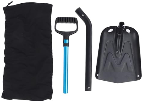 Pala Plegable Telescópica para Nieve, Aleación de Aluminio, Cabezal Ancho Desmontable - Ligera y Resistente, Mango Ajustable Antideslizante, Ideal para Camping y Actividades al