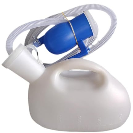 AMSLSIU Bottiglia per orinatoio leggera da 2000 ml per anziani, pratica per viaggi, campeggio e situazioni all'aperto. Bottiglia per orinatoio maschile con , Bianco , Lunghezza del tubo 1.5 m