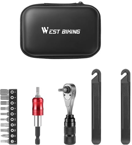 Domary Cykelreparationssats Aluminiumlegering Spärrnyckel Skruvbitar Däck Pry Bar Pump Underhållsverktygssats för Road Mountainbike-entusiaster (Grundläggande typ)