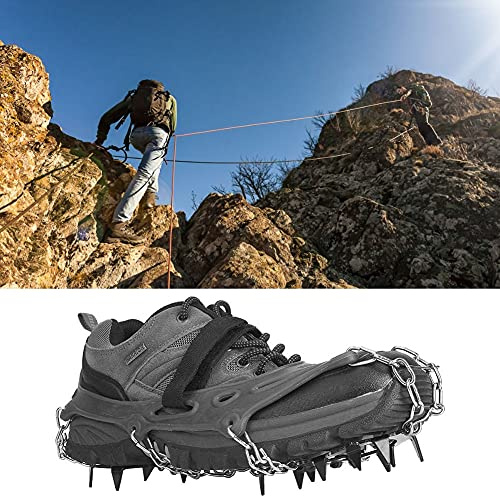 HUSHUI 14-tänder Anti-Slip Ice Cleat Stegjärn för Vandring och Klättring med Höghållfast Stål och Tuff Latex i Orange och Grått