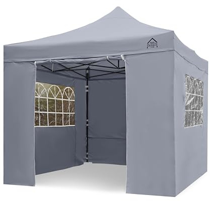 All Seasons Gazebos | 3x3m Pop Up Gazebo with 4 Premium Side Walls, Accessory Pack & Wheeled Bag | Heavy Duty, Fully Waterproof, High-Grade Materials (Metallic Grey)