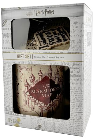 Tazza,Portachiavi Coaster Harry Potter (Box Marauders Map)