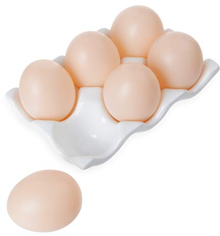 Bandeja de huevos de cerámica para 6 huevos, media docena de huevos de porcelana, decoración para frigorífico, encimera, cocina, hogar, color blanco