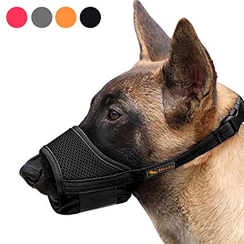 HEELE Muselière Souple Réglable pour Chiens en Nylon - Anti-Aboiement et Anti-Morsure - pour Petits et Moyens Chiens, Noir, L