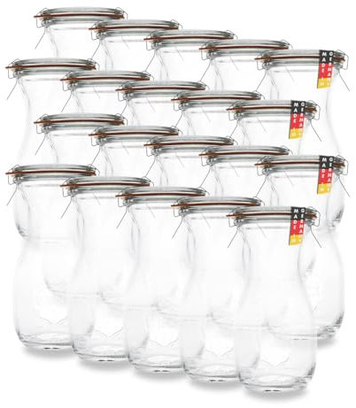 WECK 20er Set 250ml leere Glasflasche inkl. Verschluss und Dichtung - Zum selbst befüllen von Milchflaschen, Saftflaschen, Smoothie Flaschen