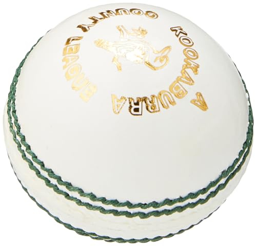KOOKABURRA County League - Palla da cricket, 155,9 g, bianca, da uomo