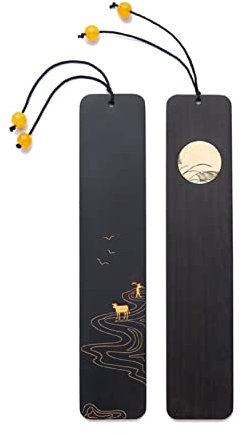 caihuashopping Lesezeichen Zweiteilige Set von hölzernen vergoldeten Lesezeichen exquisit klassischer chinesischer Art kreativer Holz for Studenten Buch Markierungen
