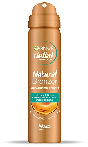 Garnier Delial Natural Bronzer Bruma Facial Autobronceadora con [Vitamina E + Aceite de Albaricoque]. Tono Medio. Resultado en una hora y dura una semana. Secado rápido. 75 ml