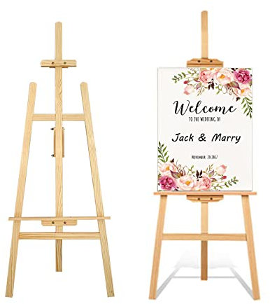 Easel Stand for Painting, Easel Stand for Wedding Sign, Kids Easel, Easels for Display, Studio Canvas Easel Art Stand, Canvas Stand for Painting, Wooden Easel Drawing Stand, Adjustable Height, 59 Inch