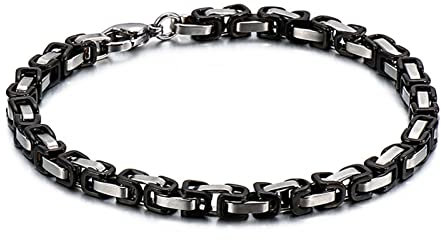 Wycian Armbänder für Herren Armspange, Armkette Herren 20cm Edelstahl Einfache Rückenform Breit 4mm Silber Schwarz