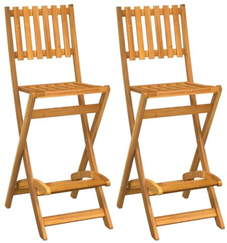 vidaXL Taburetes Altos de jardín Plegables 2 uds Madera Maciza Acacia