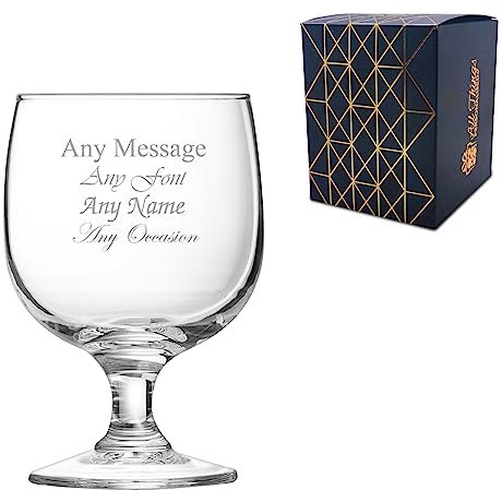 Personalised Engraved 8.75oz Short Stemmed Amelia Wine, Personalise with Any Message for Any Occasion, Choose from a Variety of Fonts, Gift Box Included, Laser Engraved