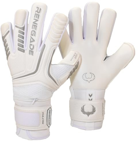 Renegade GK Vulcan Whiteout Torwarthandschuhe Mit Pro-Tek Finger Schutz | 3.5+3mm Hyper Grip & 4mm Duratek | Weiß Fußball Torwart Handschuhe (Größe 7, Jugend, Roll Cut, Level 3)