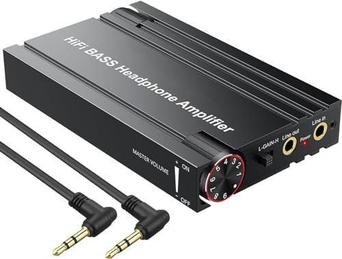 H.May Bluetoot 5.0 HiFi 3.5mm Headphone Amplifier,Portable Earphone Amplifier Bass Volume Adjustment Receiver,Support Bluetooth Pair & 3.5mm Interface