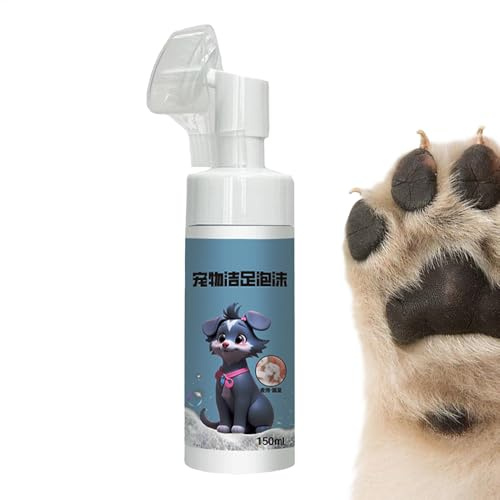 Nettoyant moussant pour pattes de chiens – 150 ml – Mousse nettoyante douce sans rinçage pour pattes d'animaux domestiques d'intérieur et d'extérieur pour chiens, lapins