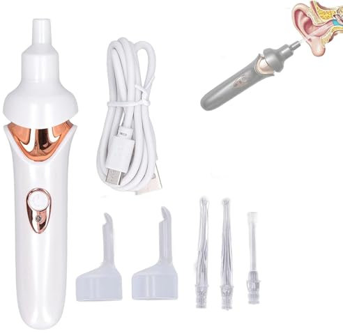 Ear Wax Remover, Safe & Painless Electric Ear Scoop,Ear Cleaner Ear Wax Remover, Ear Suction Wax Remover, Ear Vacuum Cleaner, Earwax Remover Tool, with LED Light for Earwax Removal ﻿ ﻿ ﻿ (White)