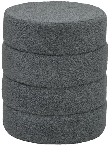 HOMCOM Sitzhocker Fußhocker Rund mit Sitzkissen Dunkelgrau Ø40 x 45 cm