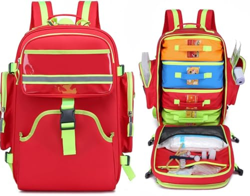 JuanNest Sac À Dos De Premiers Secours Professionnel, Sac Médical Vide avec Réfléchissant, Grande Capacité, Sac Médical pour Le Camping, La Randonnée, La Garderie en Plein Air,Maison Et Le Travail