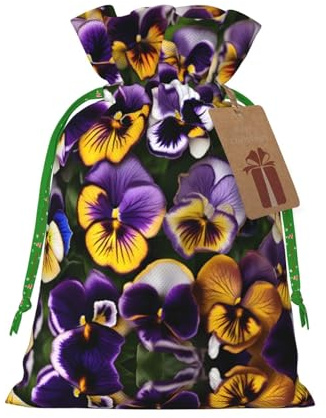 Pansy Perfection Print Print Drawstring Gift Bags,For Holiday Season,Birthdays,Anniversaries And Any Special Occasion