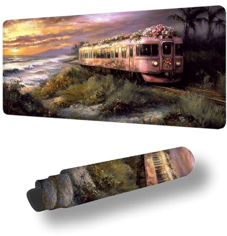 Large Mouse Mat 500 x 250 x 3 MM XXL Extended Desk Mat, Bus Gaming Mouse Pad, Keyboard Mousepad Landscape Desk Pad, with Non-Slip Base and Stitched Edge Mousepad for Gaming Office Accessories S-7009