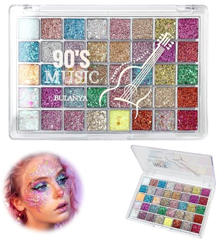 40 färger glitter ögonskugga palett, festival glitter ansikte, shimmer ögonskugga för ansikte och kropp, högpigmenterad vattentät ögonmakeup, långvariga ögonskugga uppsättningar