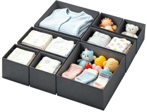 Weeoley Organizador Cajones Juego de 8 Gris Cajas Almacenaje Plegables