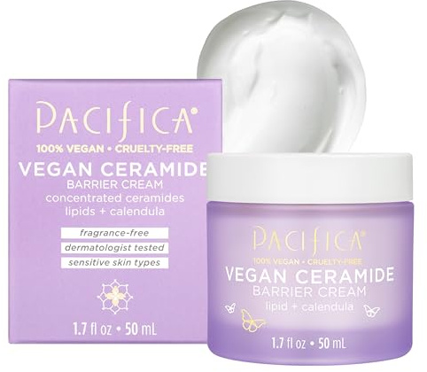 Pacifica Beauty Ceramid Barrier Repair Daily Facial Moisturizing Cream, Ecezma Association Approved, Säker för känslig hud, oparfymerad, 100 % Vegan Cruelty Free, 4,5 ml