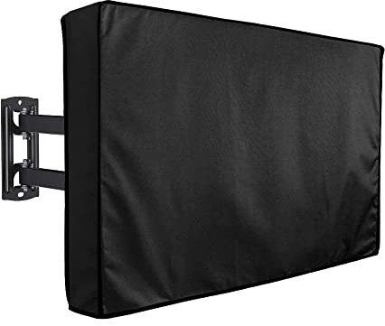 Outdoor Waterproof TV Cover 50-52 Universal Weatherproof Dustproof Black Flat Screen Cover with Remote Control Pocket Patio Television Protector for Outside LCD LED OLED TV Screens (50-52, Black)