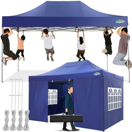 COBIZI Gazebo 3x4,5 Gazebo Esterno Resistente con 4 Parete Laterale,Esterno Pieghevole Impermeabile Gazebo da Giardino,Tendone Padiglione Pop Up per Feste Campeggio (3 per 4,5m Blu Scuro)