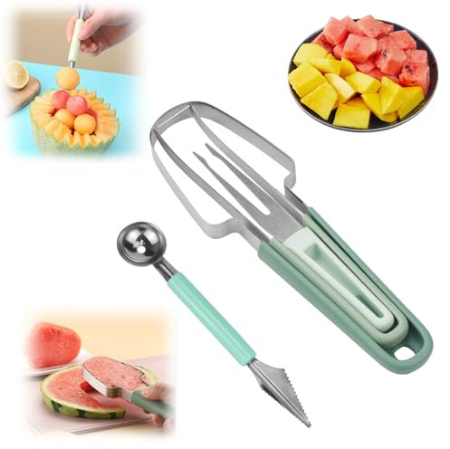 TUZHE 4 STKMelonenschneider Set, Wassermelonen Schneider Melonenausstecher Obstschneider für Cantaloupe, Papaya, Drachenfrucht
