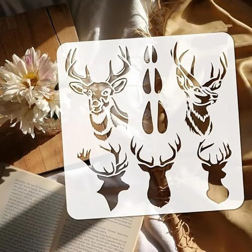 Wandschablonen mit Hirschkopf und Geweih, wiederverwendbare Sprühfarbe, Schablonen zum Basteln, Malen auf Holz, Handwerk, Leinwand, Wände, Holzmöbel, Dekorationen, DIY, Scrapbooking