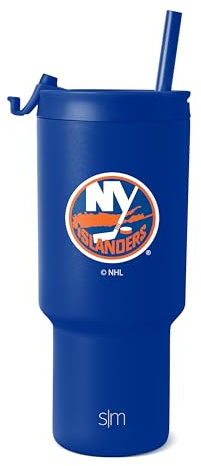 Simple Modern Offiziell lizenzierter NHL New York Islanders Trinkbecher mit Klappdeckel und Strohhalmen, Hockey-Isolierbecher, Edelstahl, Geschenke für Männer und Frauen, Trek-Kollektion, New York