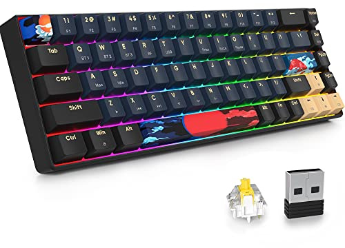 SbocKeeb Clavier Gamer 60 Pourcent sans Fil, American QWERTY, Tri-Mode Clavier Gaming 65% Mécanique Rétroéclairage RGB- Compact Mini Clavier Bluetooth