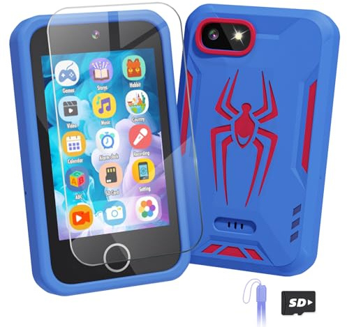Kids Smart Phone, Spider Toys Phone for Boys 3 4 5 6 7 8 Years Old, Dual Camera, 3.5'' Touchscreen Kid Phones, Educational Toy for Toddler Kids Christmas Birthday Gifts, ABC Learning, Habit Tracker