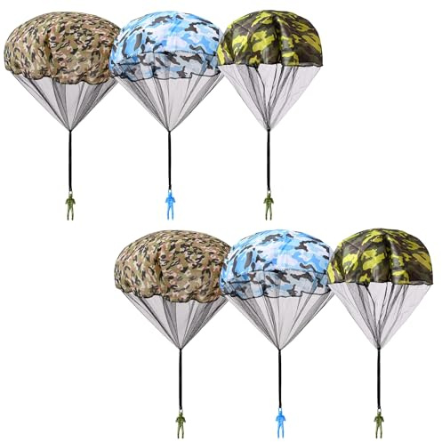 Jyinelx 6 Pcs Parachute Toy for Kids, Outdoor Flying Toy Soldiers with Tangle-Free Parachutes, Fun Birthday Gifts for Boys & Girls, Suitable for outdoor activities(3color)