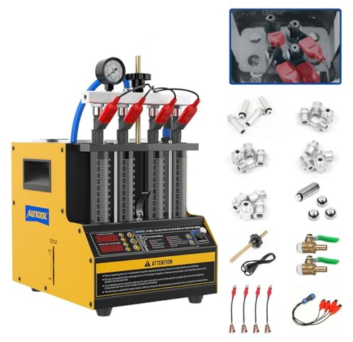 AUTOOL 220V Kraftstoffeinspritzdüsenreiniger und Tester, 113 ℉ Erwärmbare Ultraschall-Reinigung mit 4 Zylinder, Injektor Reiniger Diesel Benzin für Autos und Motorräder