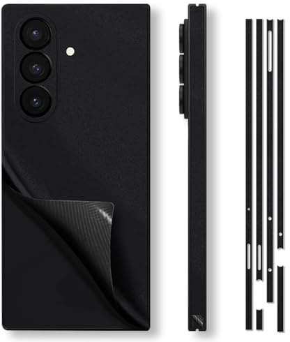 SUKIDIOVQ for Samsung Galaxy Z Fold 7 Skin Wrap Using 3M Material Metallic Finish Precision Color-Matching Phone Sticker Film Vinyl Decal Glass Protector for Back Side (JetBlack)