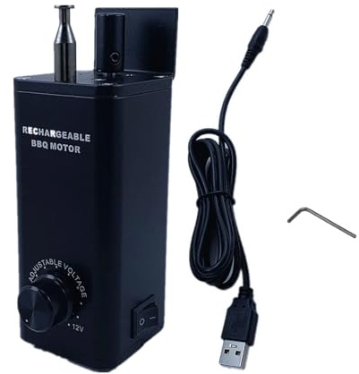 ZWTPGKRD Parrillas de barbacoa de velocidad ajustable, motor de horno, parrillas eléctricas recargables, fáciles de usar para exteriores