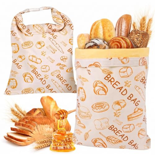 Bienenwachs Brotbeutel, 2 Wiederverwendbare Brotbeutel 42×32 cm | Natürliche Leinen-Bienenwachs-Beutel, wiederverwendbar für Sauerteig, Brot, Brötchen und Backwaren