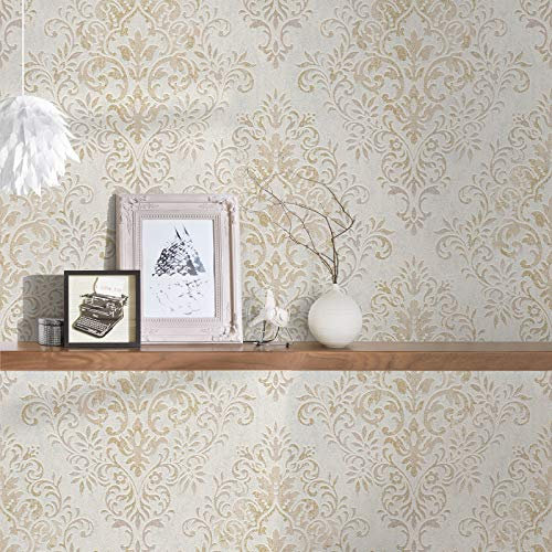 Papier peint intissé baroque Tapisserie 339244 33924-4 Jette Jette 4 | Beige/Crème/Marron/Argent | Rouleau (10,05 x 0,53 m) = 5,33 m²