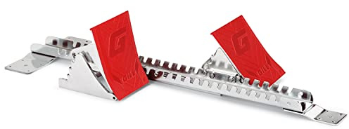 Gill Athletics S2 Starting Block 8 Tall Cast Aluminum Pedals - Designed for High Level Track & Field Competition - Pedals Feature Four Angle Adjustments - Includes 1⁄2” Pyramid Spikes - Red